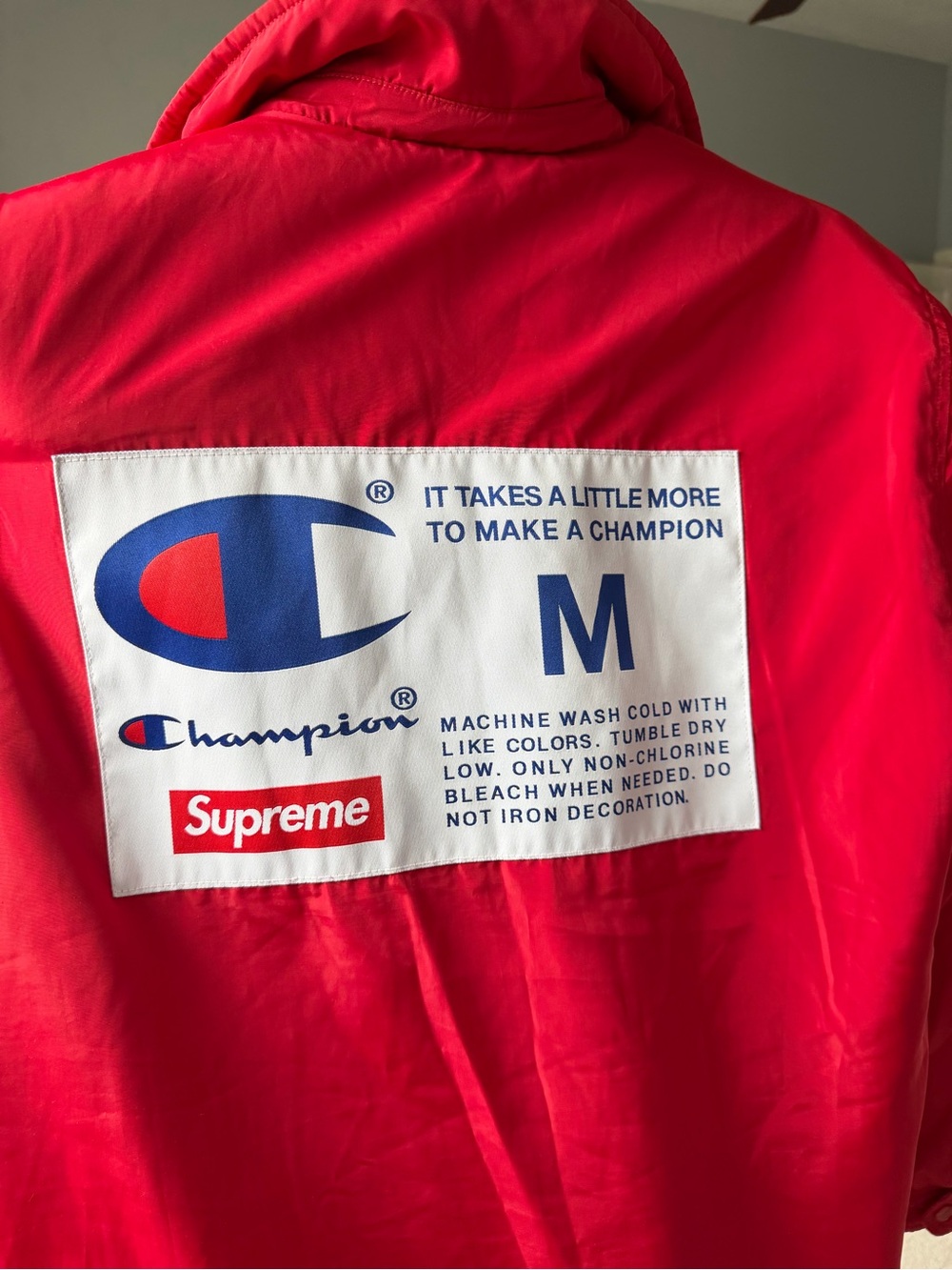 Supreme x Champion Label Coaches Jacket Red fur (Size M)